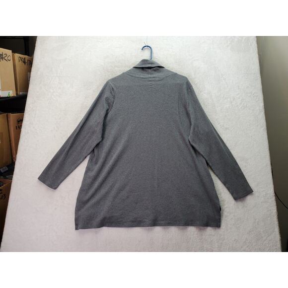 Isaac Mizrahi Live! Top Womens 2X Gray Knit Long Sleeve Turtleneck High Low Slit - Picture 2 of 8